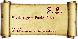 Plakinger Emília névjegykártya